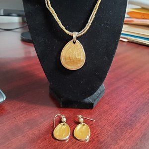3for$35 Gold tone with yellow pendent Set